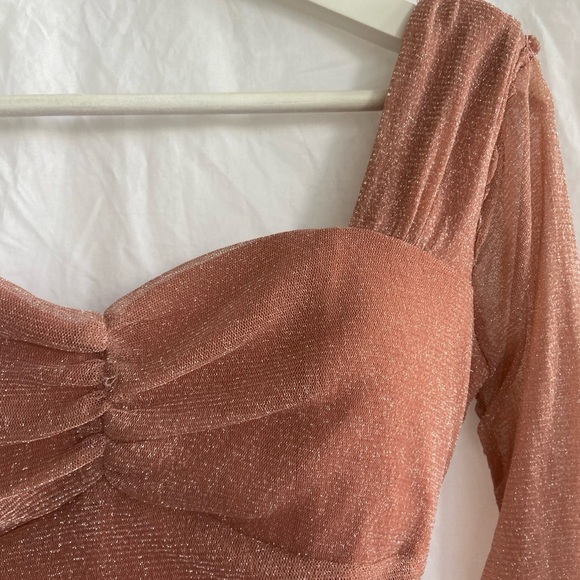 PRIVY long sleeve glitter mini dress in dusty mauve Size Small - Picture 11 of 16